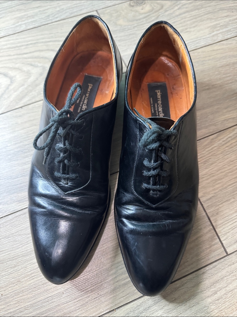 Pierre Cardin Black Leather Oxford Lace-Up Dress Shoes